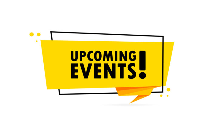 Bild mit Text: Upcoming Events