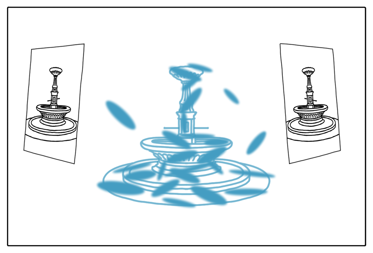 5: Aus den Einzelbildern wird ein Objekt im 3D-Raum aus Gaussschen Splats rekonstruiert.