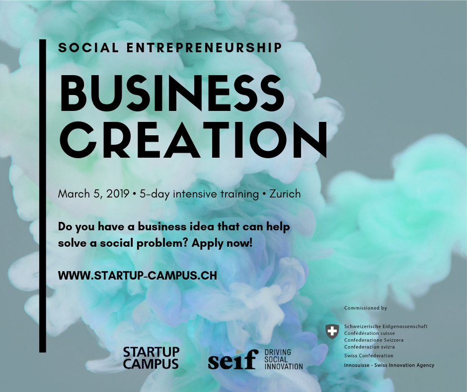 Innosuisse Startup Training «Business Creation for Social Entrepreneurs”